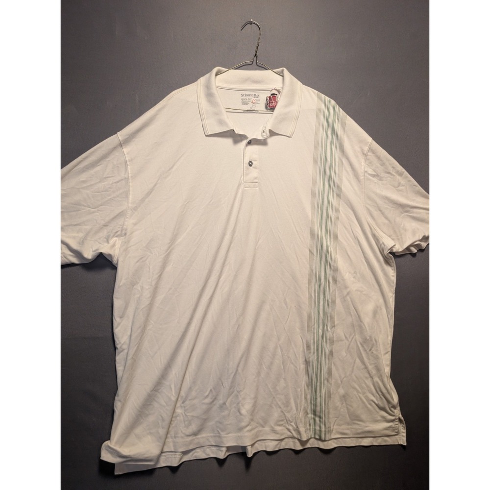 St John's Bay Quick Dry Performance Polo Shirt Mens 4XLT White Striped Golf